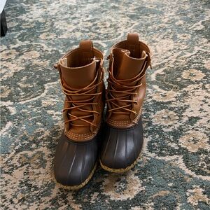 L.L. Bean Tan and Black Lace-Up Boots